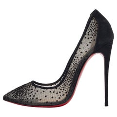 Christian Louboutin Black Mesh and Suede Follies Pumps Size 38