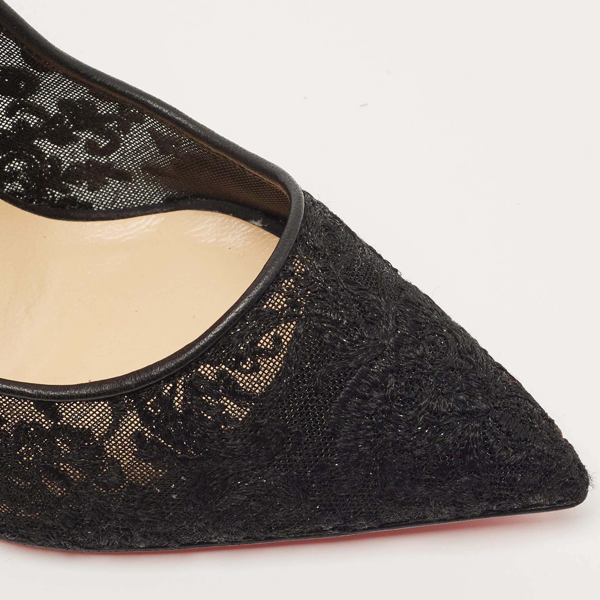 Christian Louboutin Schwarze Mesh und Wildleder Follies Pumps aus Mesh Größe 38,5 Damen