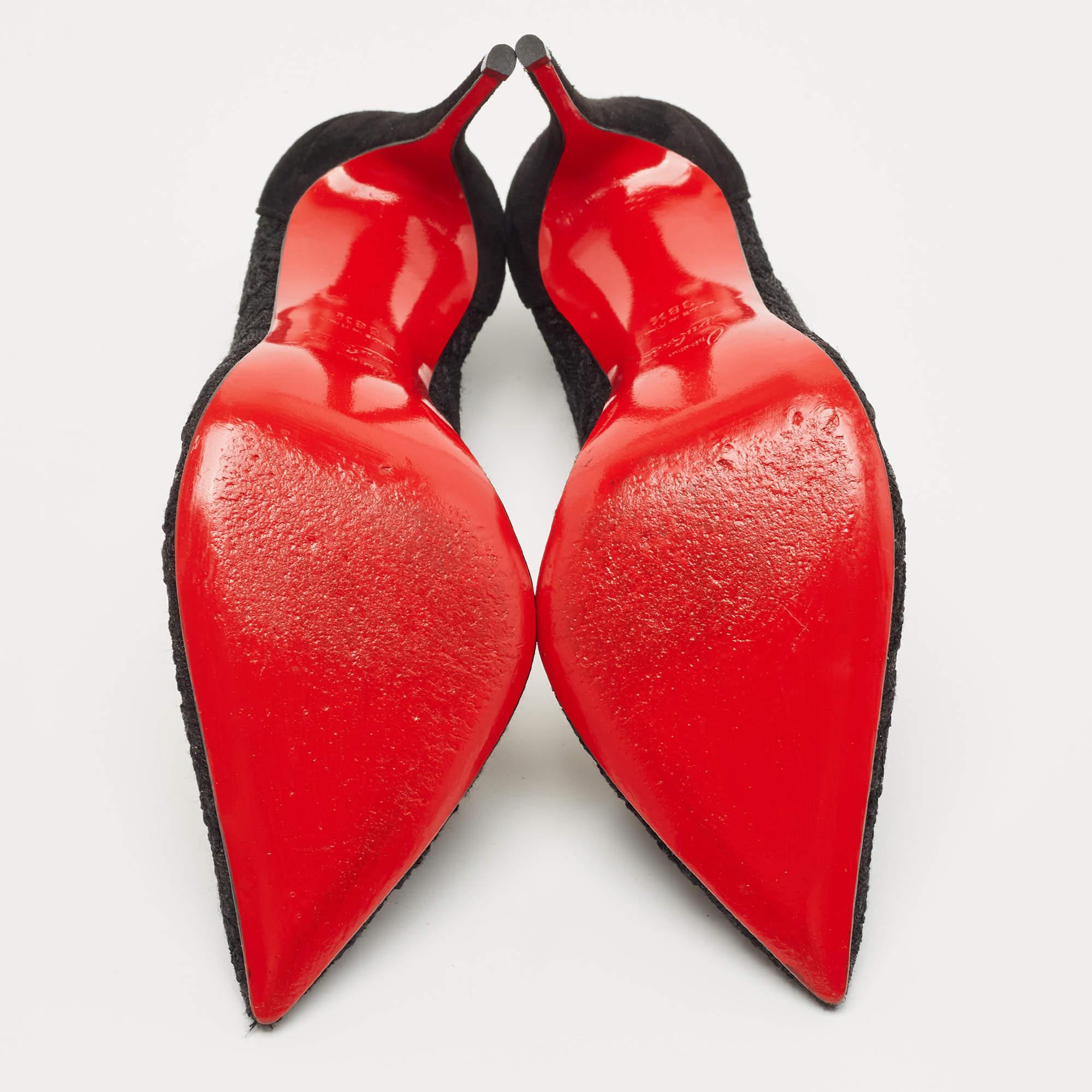 Christian Louboutin Schwarze Mesh und Wildleder Follies Pumps aus Mesh Größe 38,5 1