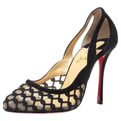 Christian Louboutin Black Mesh And Suede K Racas Pumps Size 36
