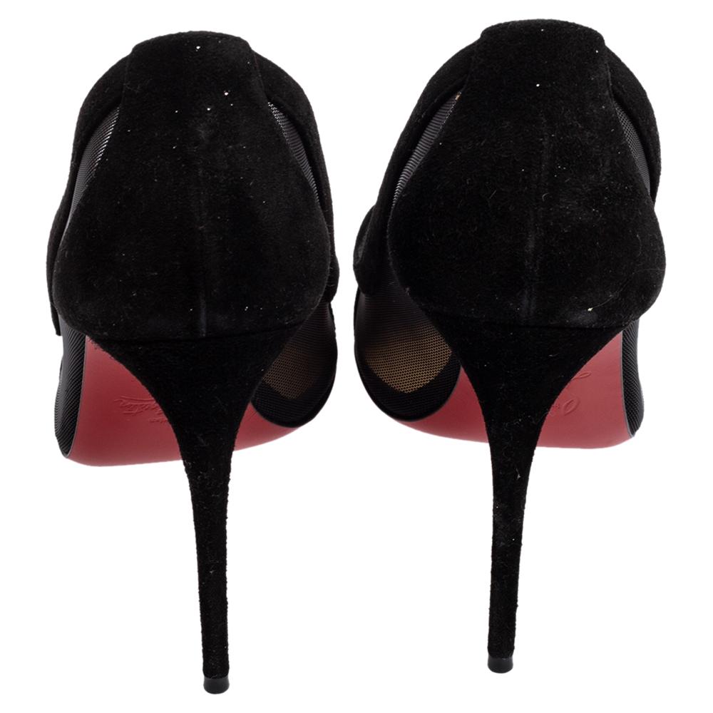 Christian Louboutin Black Mesh and Suede Panel Pumps Size 38 1