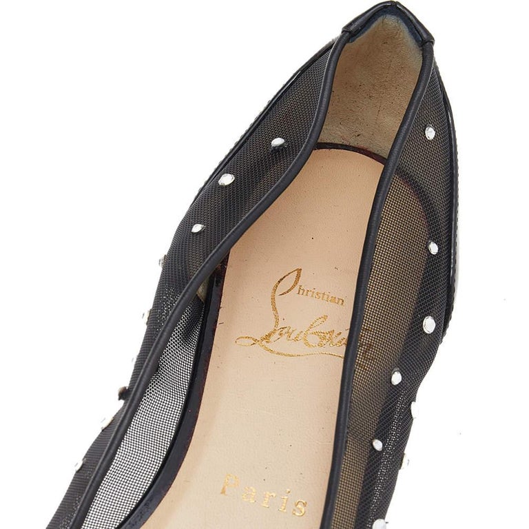 CL Follies Strass Pumps Mesh and Patent Leather Black