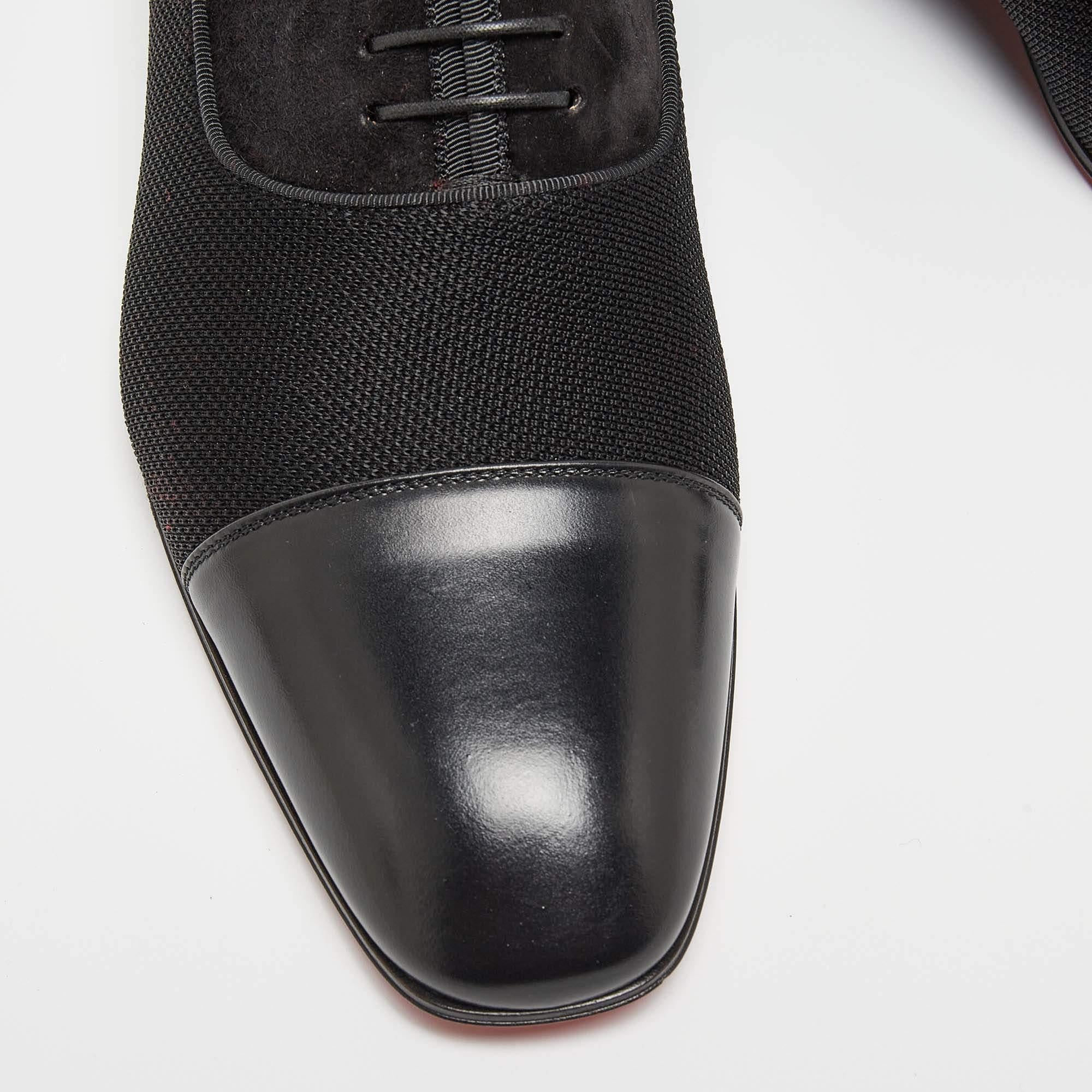 Christian Louboutin Black Mesh Leather Greggo Lace Up Oxfords Size 40 1