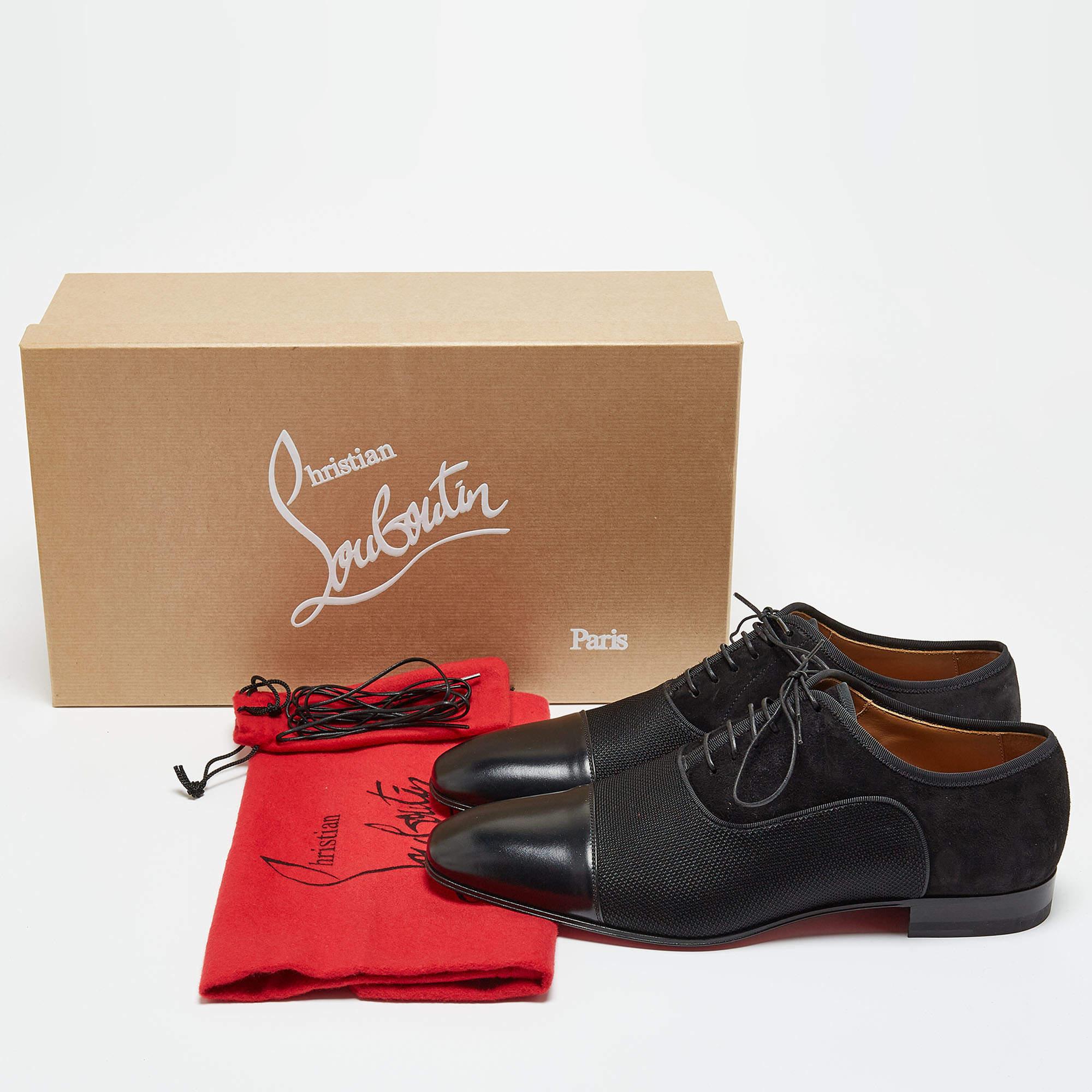 Christian Louboutin Black Mesh Leather Greggo Lace Up Oxfords Size 40 5
