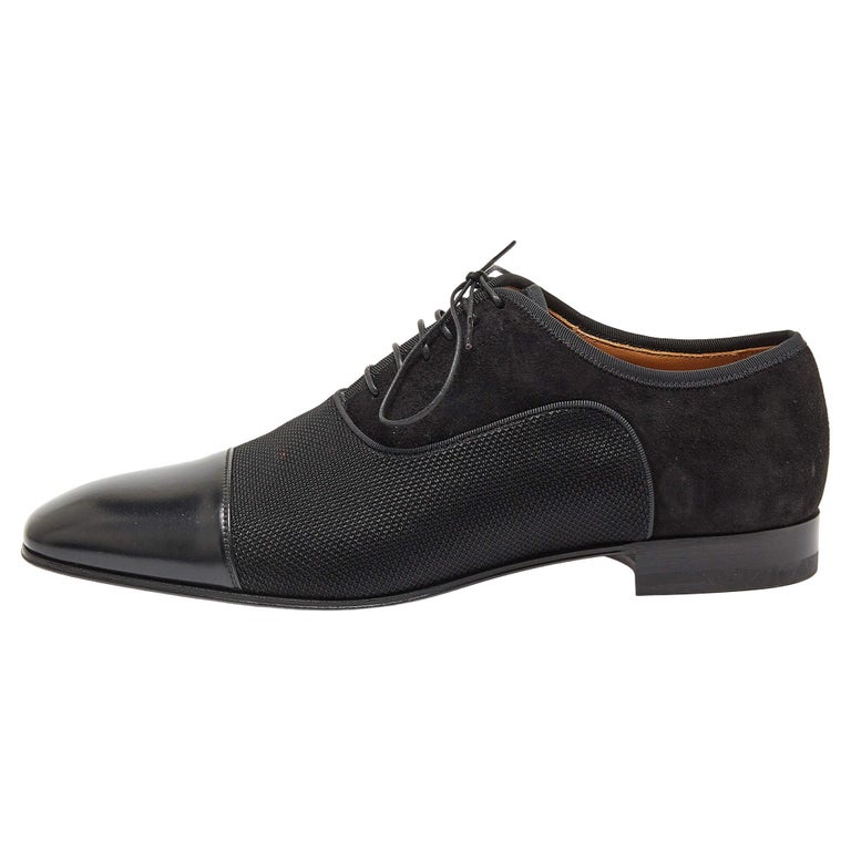 Christian Louboutin Black Mesh Leather Greggo Lace Up Oxfords Size 40 at  1stDibs