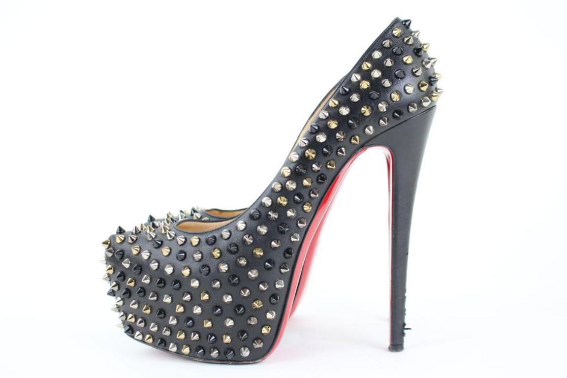 Christian Louboutin Black Multicolor Spike Daffodile 98clt4 Platforms For Sale 4