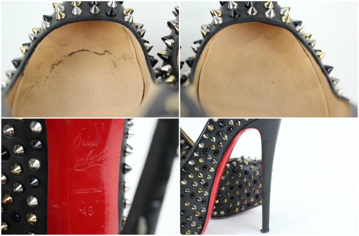 Christian Louboutin Black Multicolor Spike Daffodile 98clt4 Platforms In Fair Condition For Sale In Forest Hills, NY