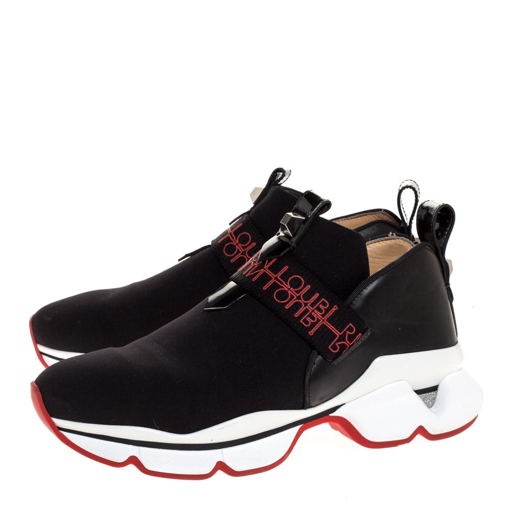 Christian Louboutin Black Neoprene And Leather Lipsy Run Sneakers Size 38 3