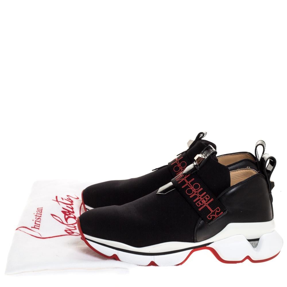 Christian Louboutin Black Neoprene And Leather Lipsy Run Sneakers Size 38 4