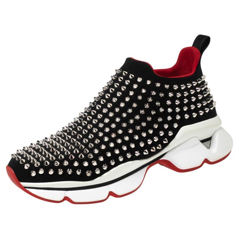 Christian Louboutin Black Neoprene Spike Sock Slip-On Platform Sneakers  Size 38 at 1stDibs | black spike louboutin sneakers, christian louboutin  black and white shoes