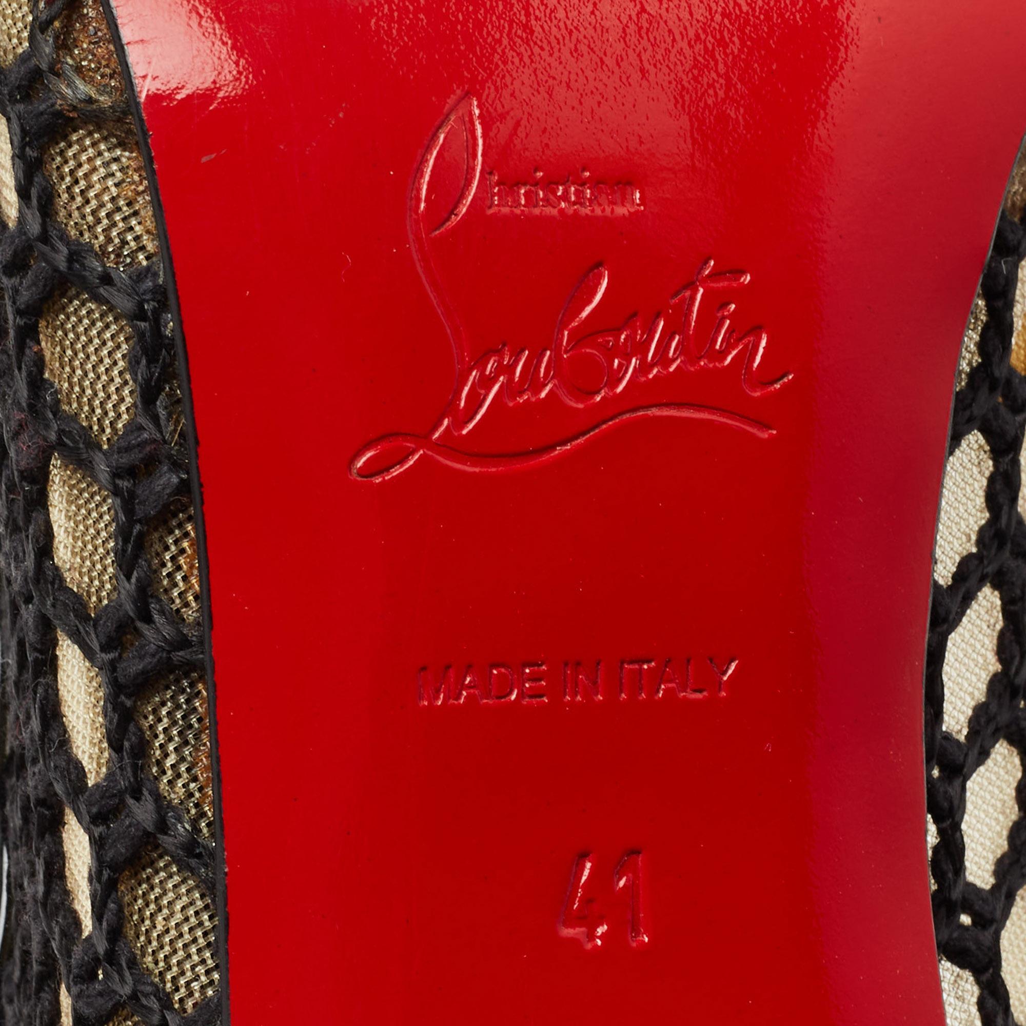 Christian Louboutin Black Net Patent Leather Spikes Guni Pumps Size 41 2