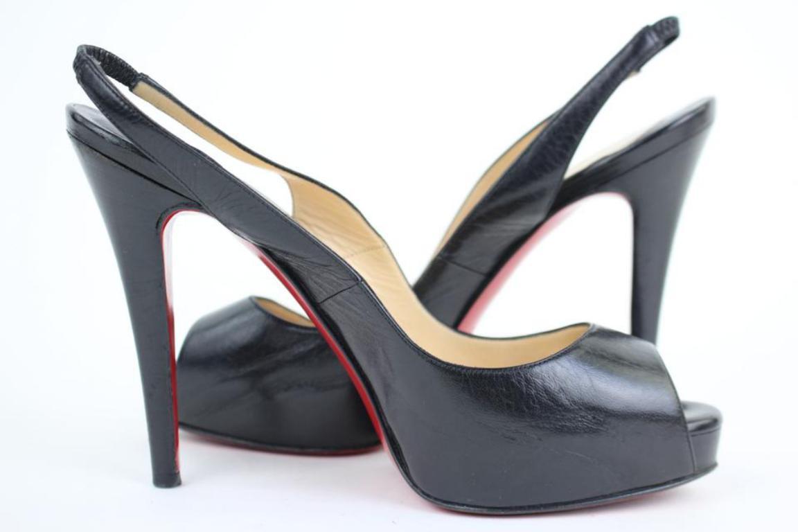 Christian Louboutin Black No Prive Open Toe Slingback 28clt914 Pumps For Sale 6