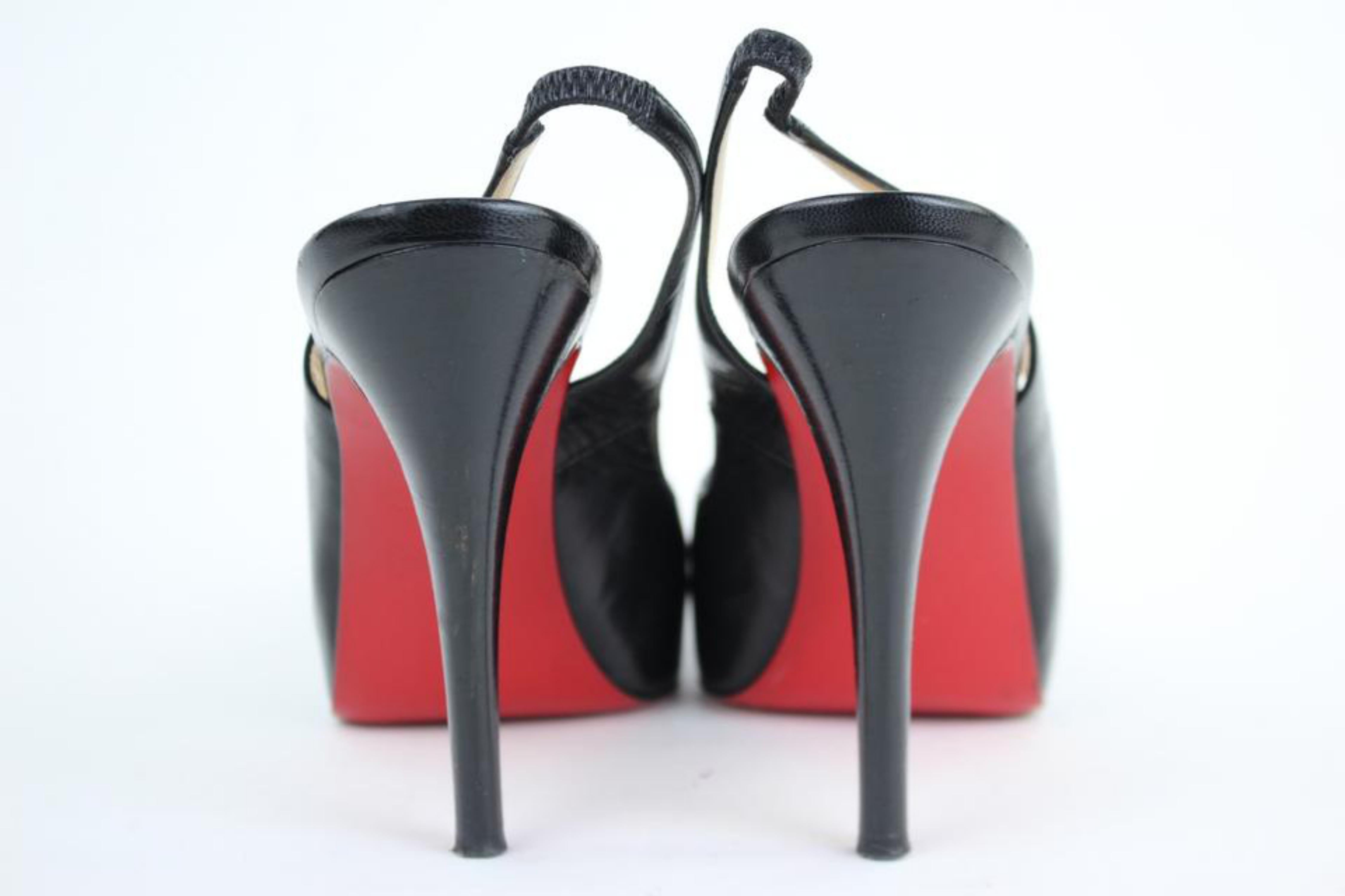 Christian Louboutin Black No Prive Open Toe Slingback 28clt914 Pumps For Sale 8