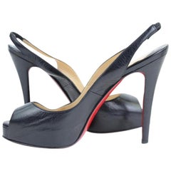 Christian Louboutin Black No Prive Open Toe Slingback 28clt914 Pumps