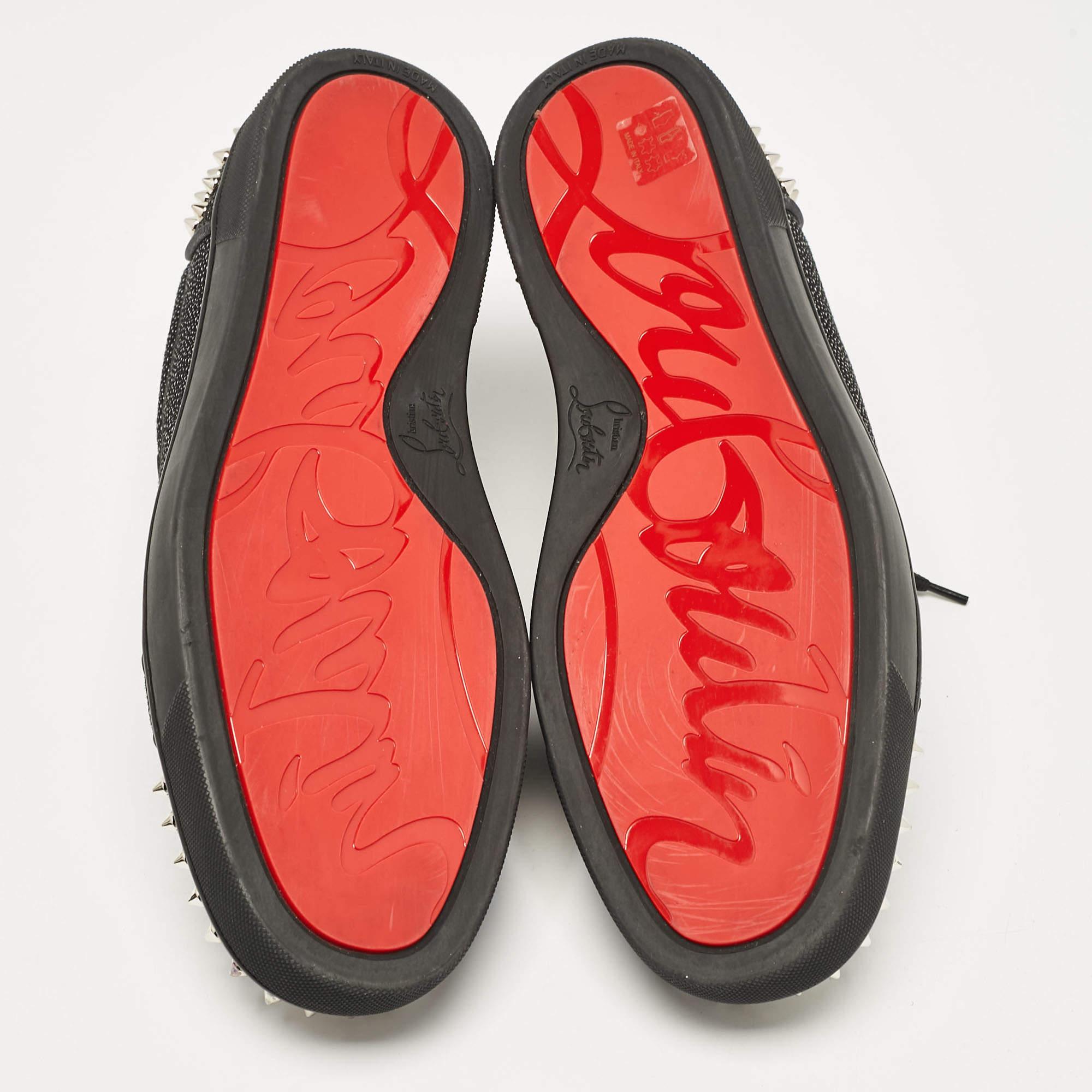 Christian Louboutin Black Nubuck and Leather Seavaste Lace Up Sneakers Size 44 1