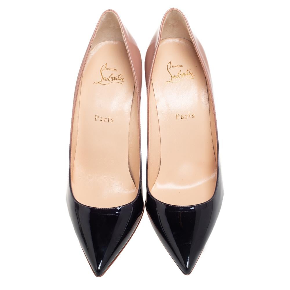 Take every step with complete flamboyance in these fascinating Kate pumps from the House of Christian Louboutin. Made from patent leather on the exterior, the Kate pumps are characterized by their arching silhouette and enthralling design. They