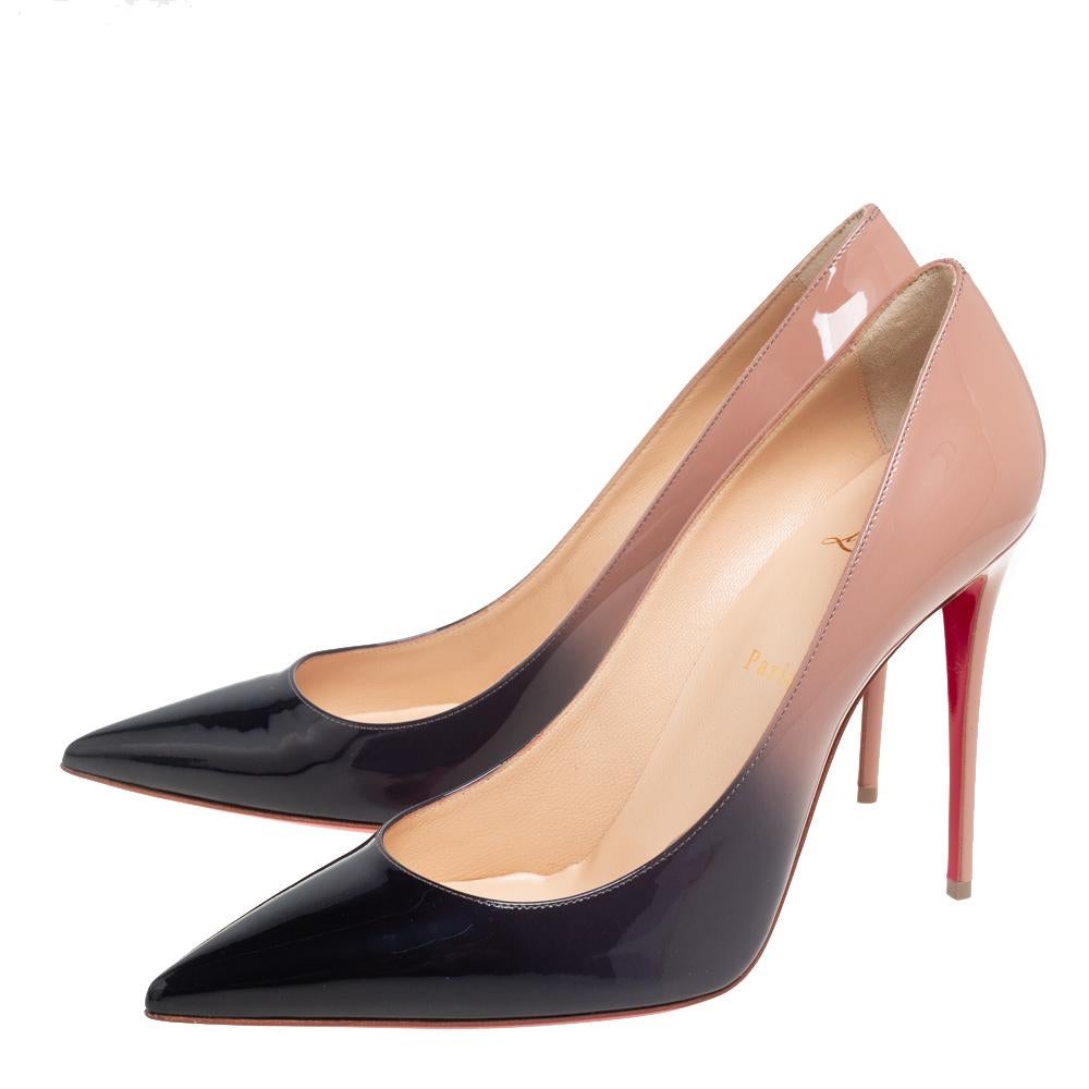 Christian Louboutin Black/Nude Patent Leather Kate Pumps Size 41 2