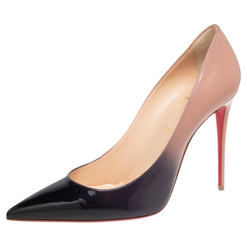 Christian Louboutin Black/Nude Patent Leather Kate Pumps Size 41
