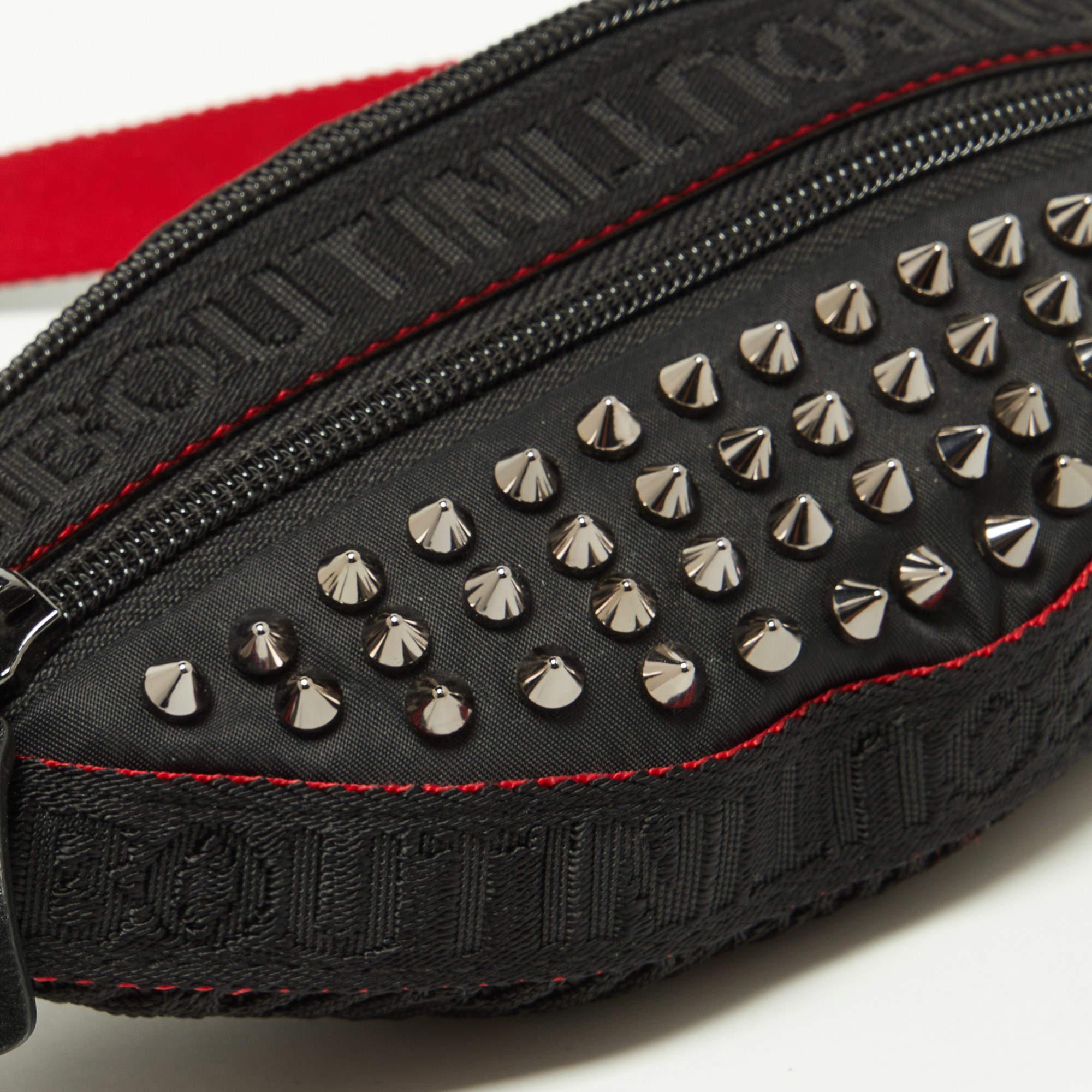Christian Louboutin Black Nylon and Leather Spike Studded Belt Bag 1