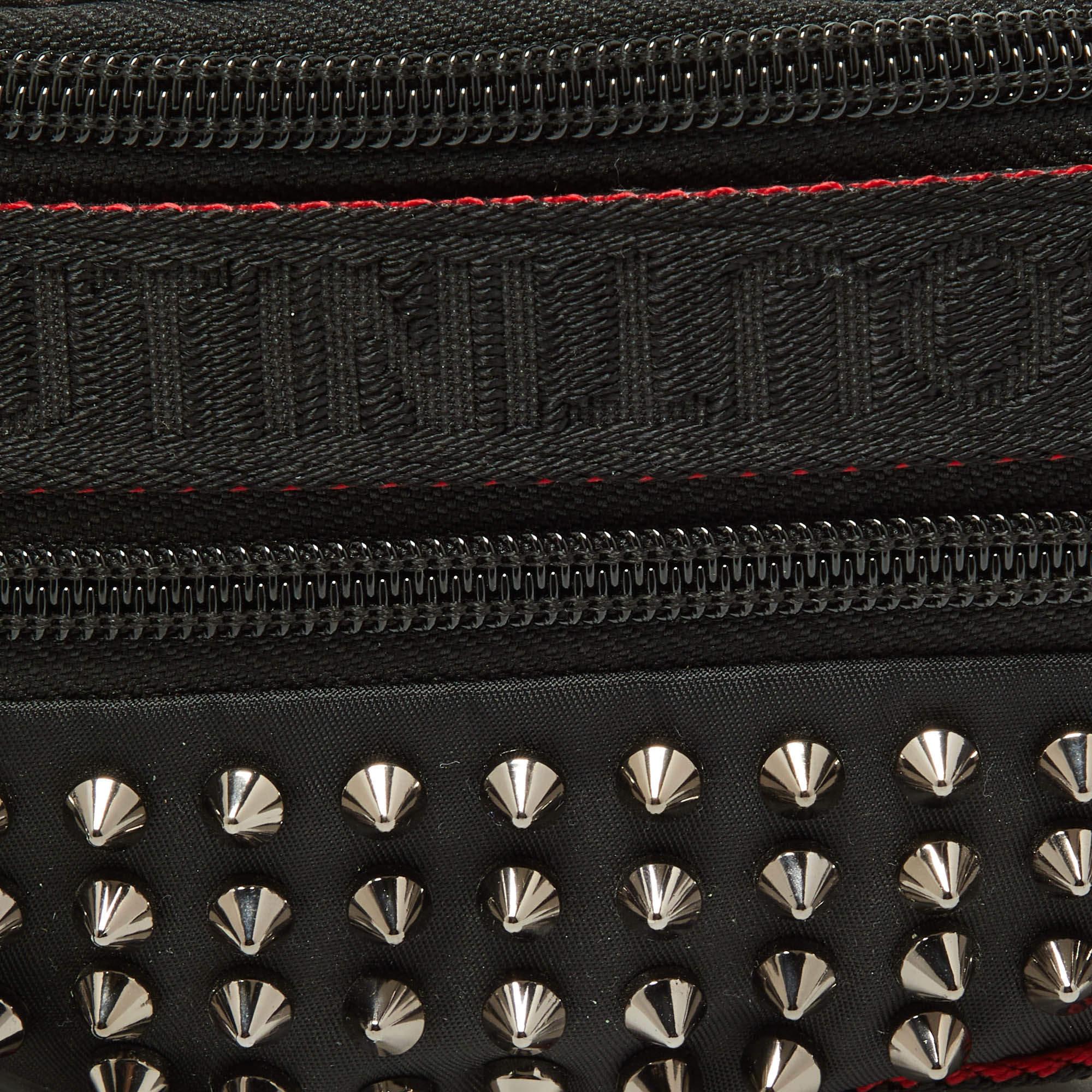 Christian Louboutin Black Nylon and Leather Spike Studded Belt Bag 2