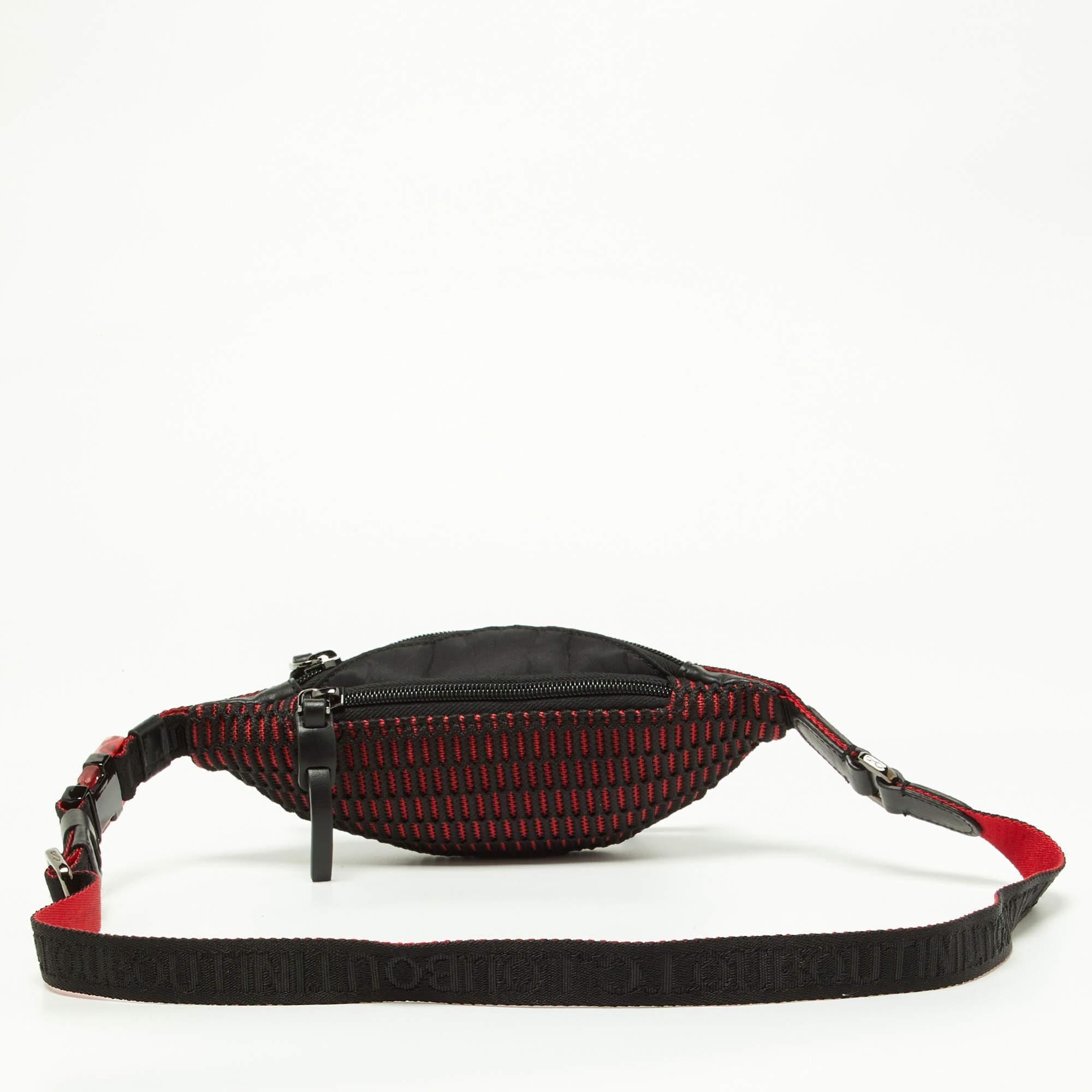 Christian Louboutin Black Nylon and Leather Spike Studded Belt Bag 4