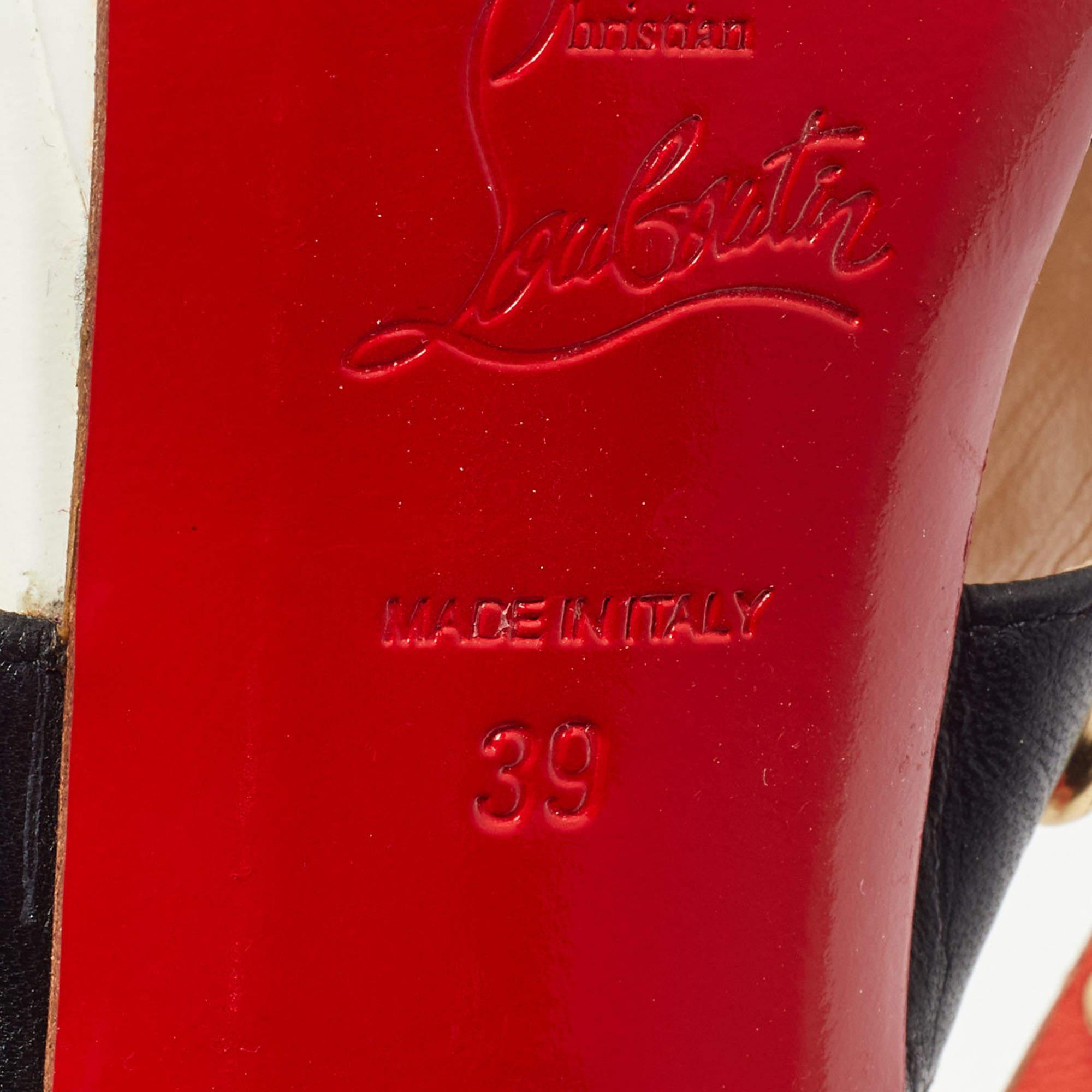 Christian Louboutin Black/Orange Leather Decodame Studded Sandals  For Sale 2