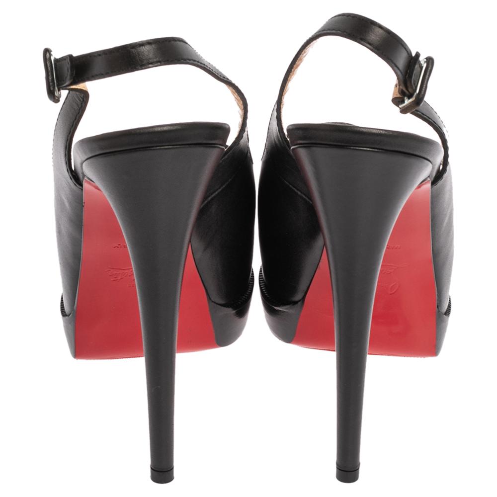 Christian Louboutin Black Palais Royal Trepointe Slingback Sandals Size 38.5 In Good Condition In Dubai, Al Qouz 2