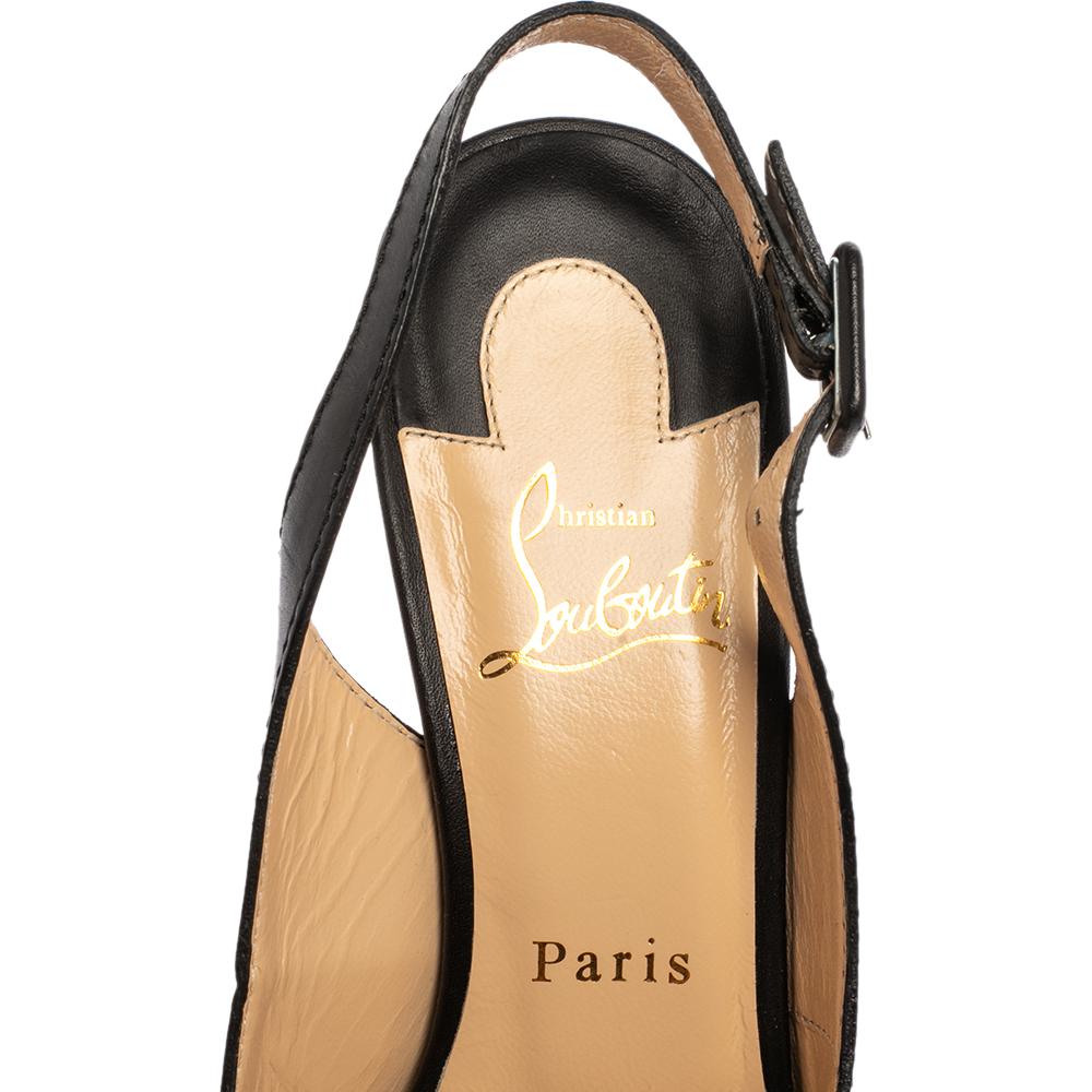Christian Louboutin Black Palais Royal Trepointe Slingback Sandals Size 38.5 2