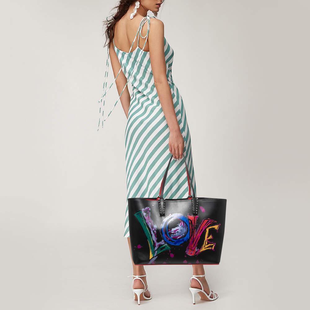 Women's Christian Louboutin Black Paris Love Leather East-West Cabata Tote