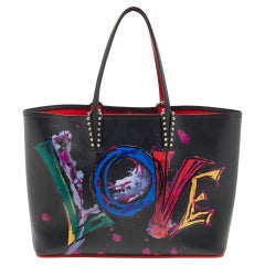 Christian Louboutin Tote in pelle nera Paris Love East-West Cabata