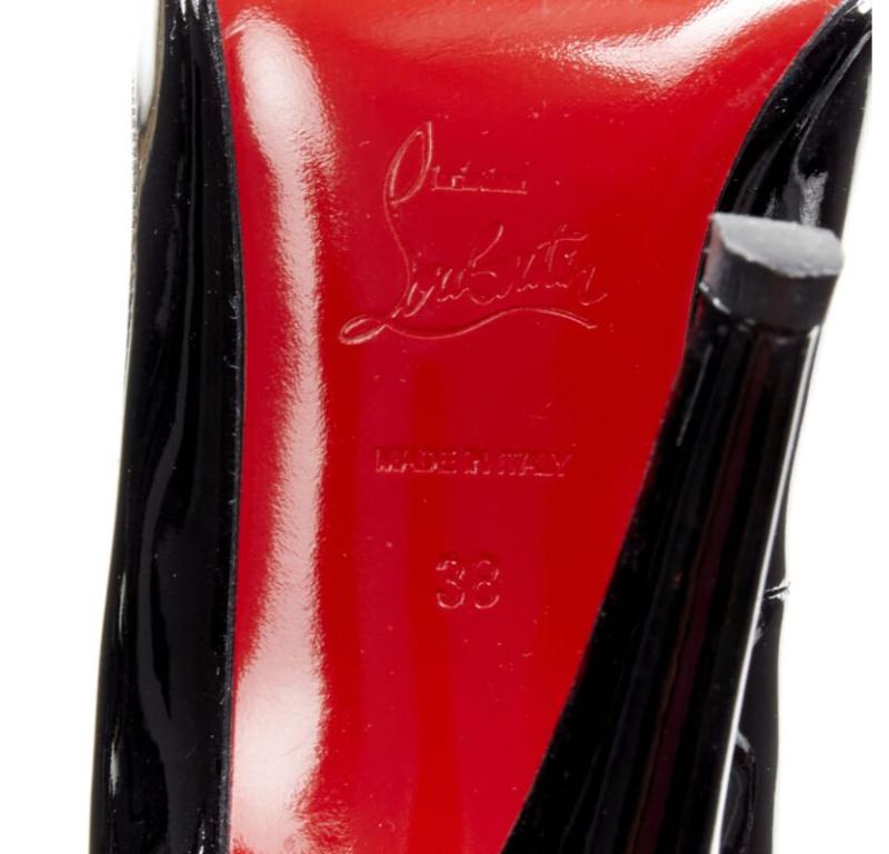 CHRISTIAN LOUBOUTIN zapato de charol negro con punta de almendra y empeine angular EU38 en venta 5