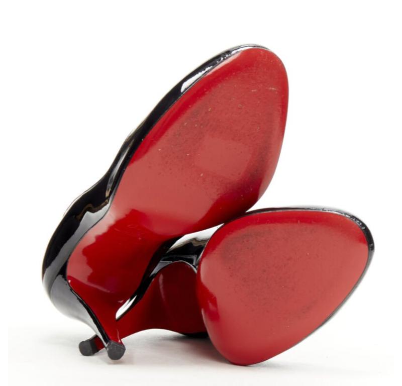 CHRISTIAN LOUBOUTIN zapato de charol negro con punta de almendra y empeine angular EU38 en venta 6