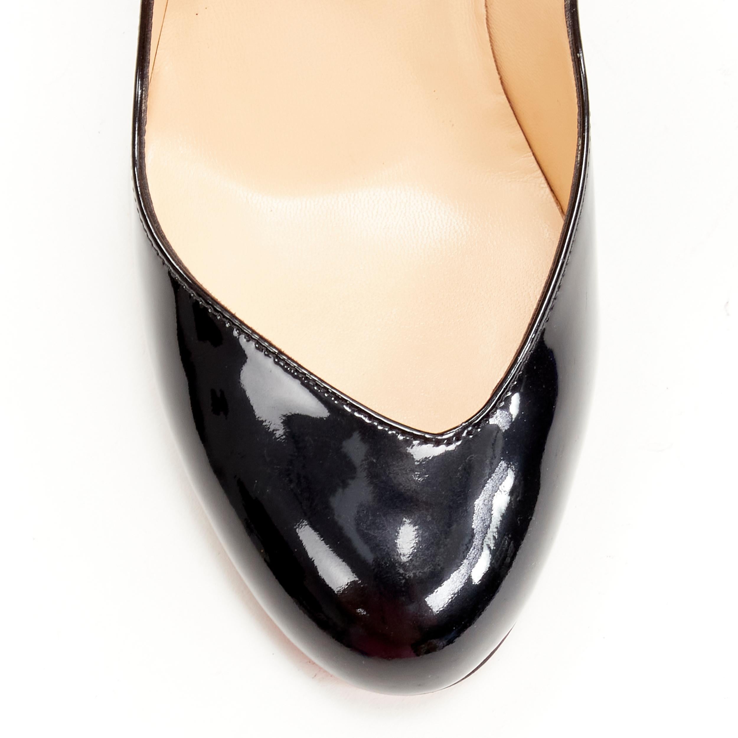 Women's CHRISTIAN LOUBOUTIN black patent almond toe angular vamp pump EU38 For Sale