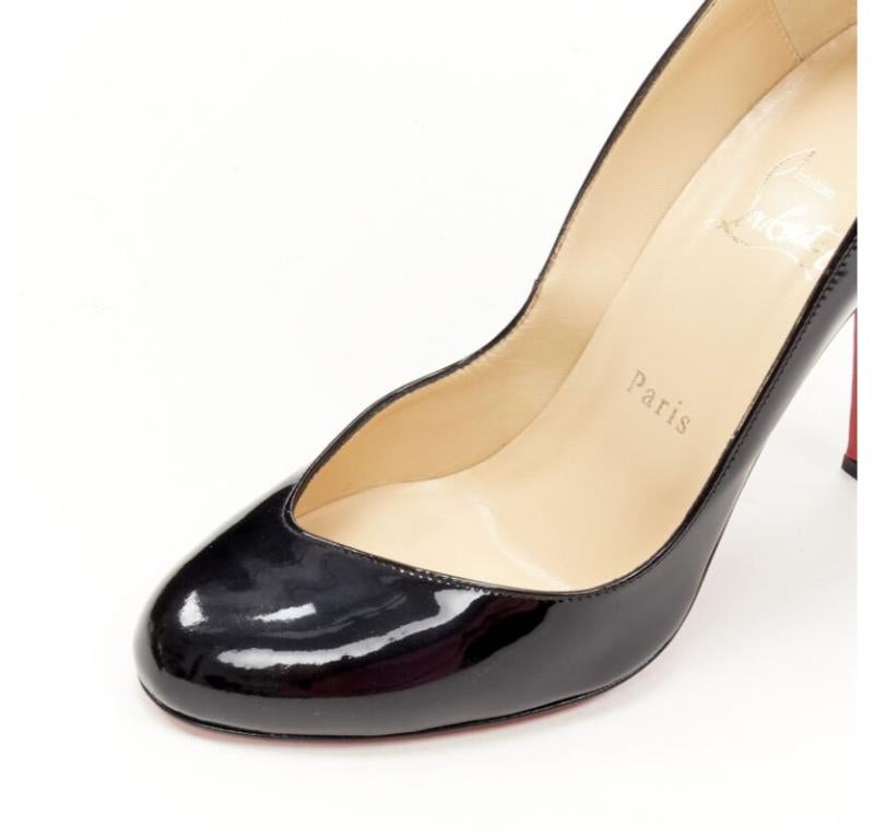 CHRISTIAN LOUBOUTIN zapato de charol negro con punta de almendra y empeine angular EU38 en venta 2