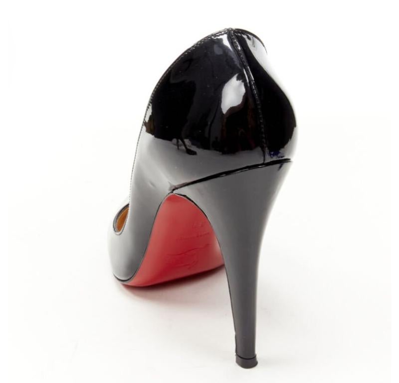 CHRISTIAN LOUBOUTIN zapato de charol negro con punta de almendra y empeine angular EU38 en venta 3