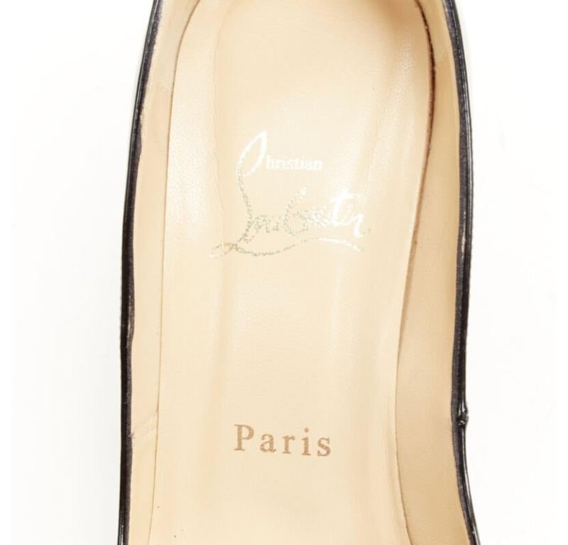 CHRISTIAN LOUBOUTIN zapato de charol negro con punta de almendra y empeine angular EU38 en venta 4