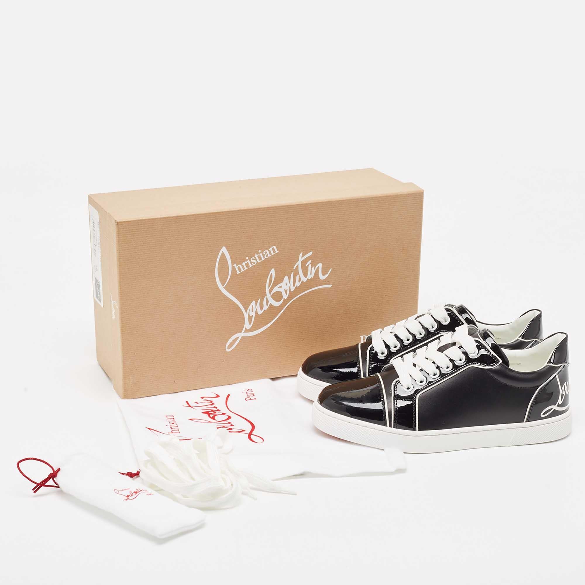 Christian Louboutin Black Patent and Leather Low Top Sneakers Size 36 For Sale 4