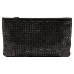 Christian Louboutin Black Patent and Leather Spike Zip Pouch