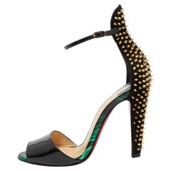 Christian Louboutin Black Patent and Suede Tropanita Sandals Size 36