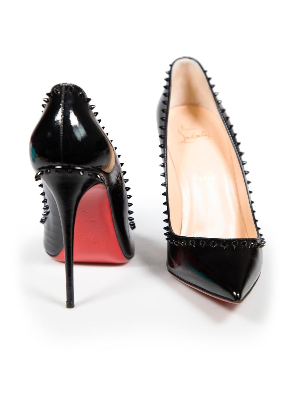 Christian Louboutin Black Patent Anjalina Heels Size IT 40 In Good Condition For Sale In London, GB