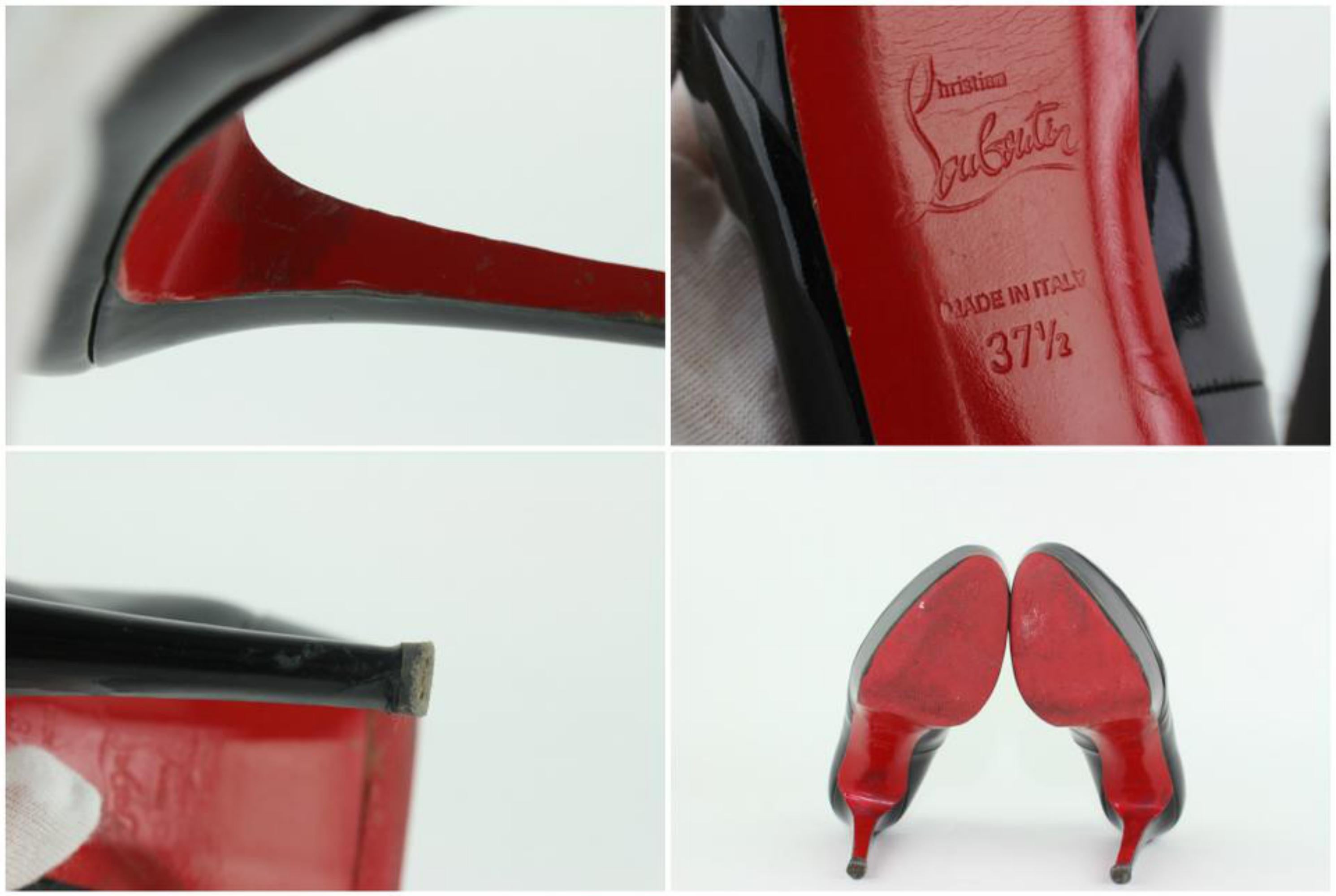 Christian Louboutin Black Patent Bianca Platform Heels 19clz1016 Pumps In Good Condition For Sale In Forest Hills, NY