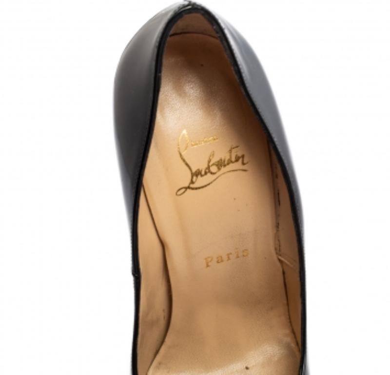 Christian Louboutin Black Patent Bianca Platform Pumps Size 38.5 For Sale 1