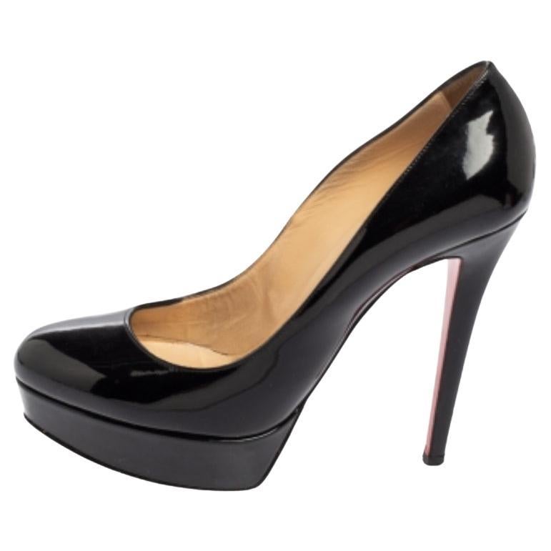 Christian Louboutin Black Patent Bianca Platform Pumps Size 38.5 For Sale