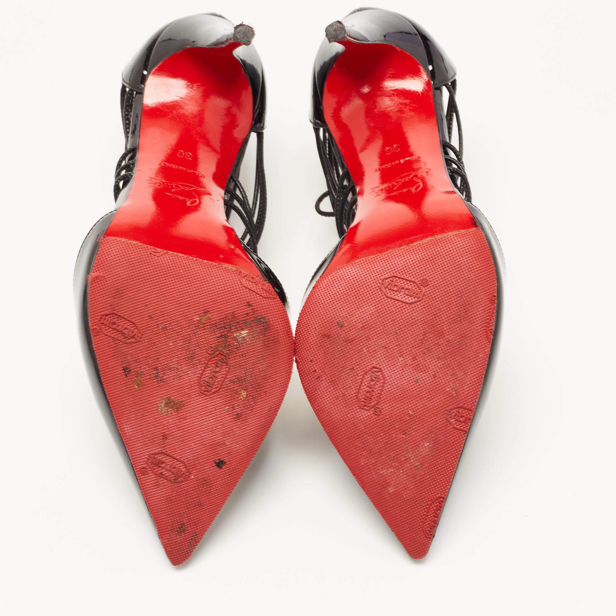 Christian Louboutin Black Patent Confusa Sandals Size 36 For Sale 2