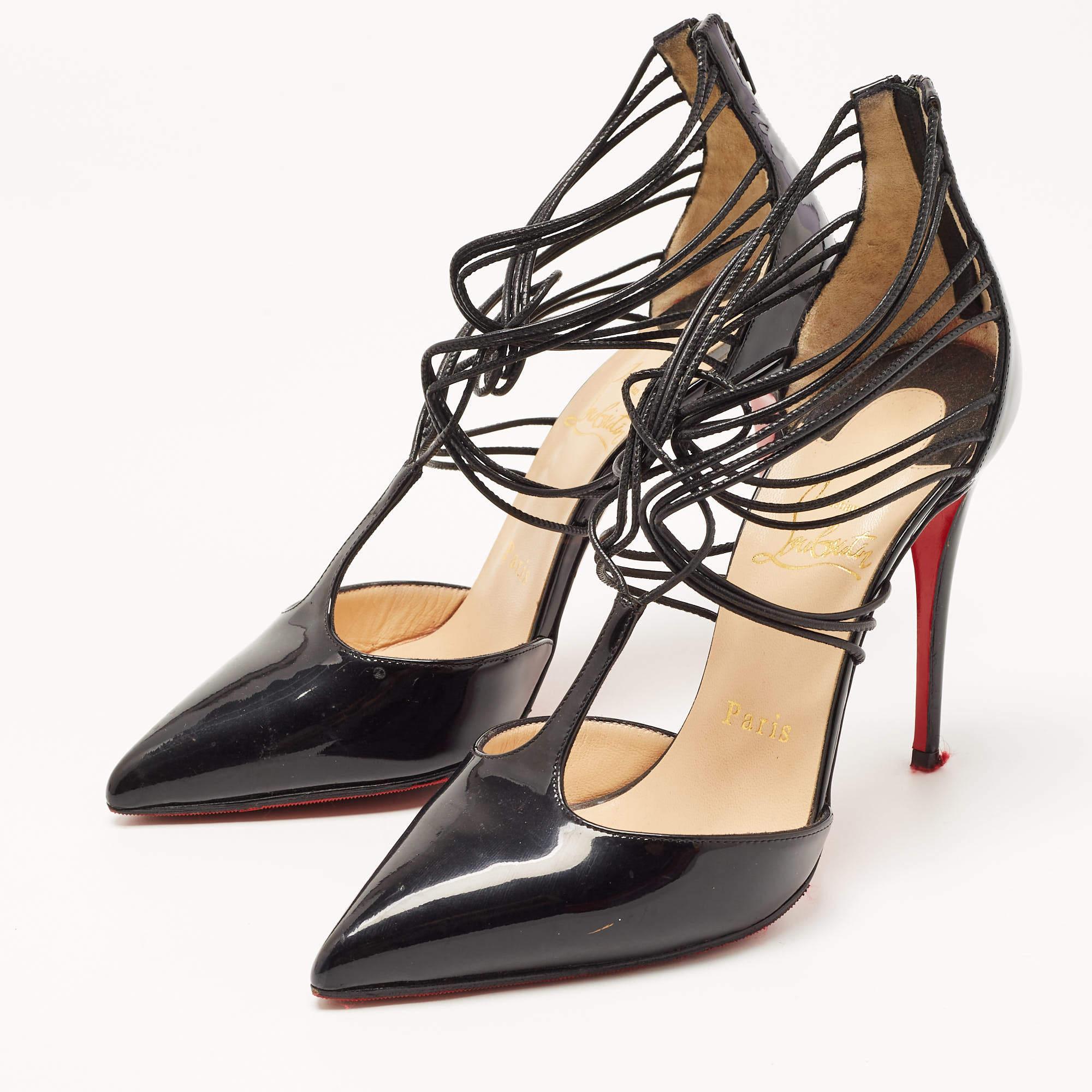 Christian Louboutin Black Patent Confusa Sandals Size 36 For Sale 5