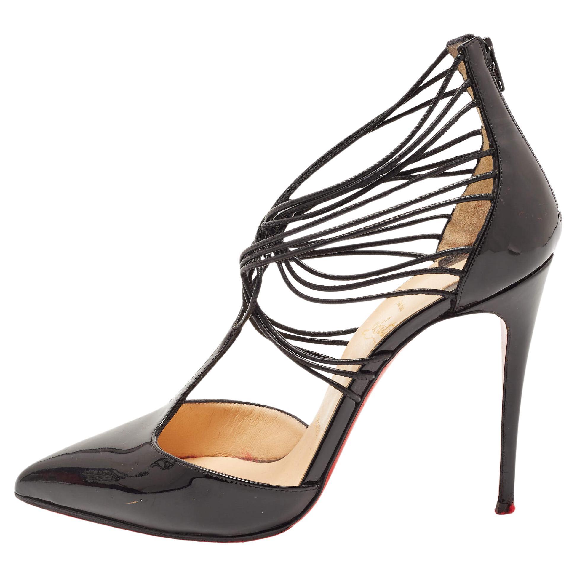 Christian Louboutin Black Patent Confusa Sandals Size 36 For Sale