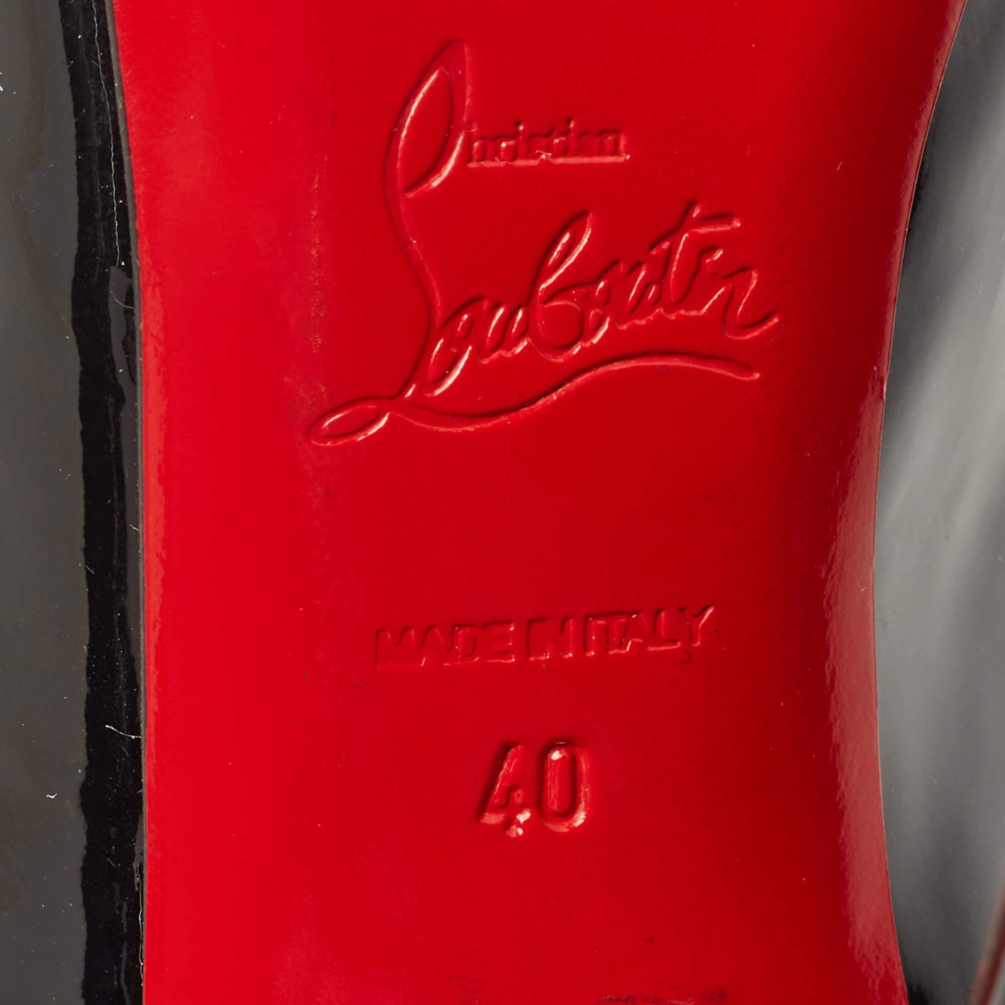 Christian Louboutin Black Patent Gortik Cage Ankle Boots Size 40 2