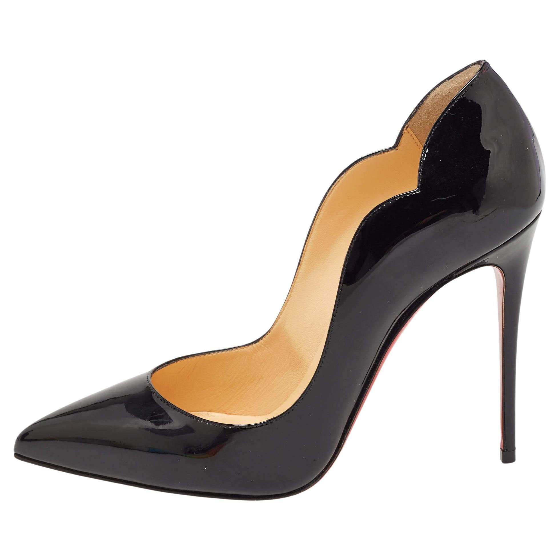 Christian Louboutin Black Patent Hot Chick Pumps Size 37