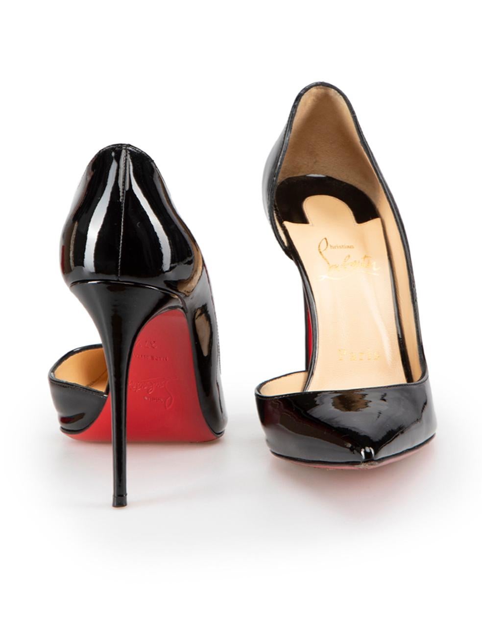 Christian Louboutin Black Patent Iriza Point Pumps Size IT 37.5 In Good Condition For Sale In London, GB