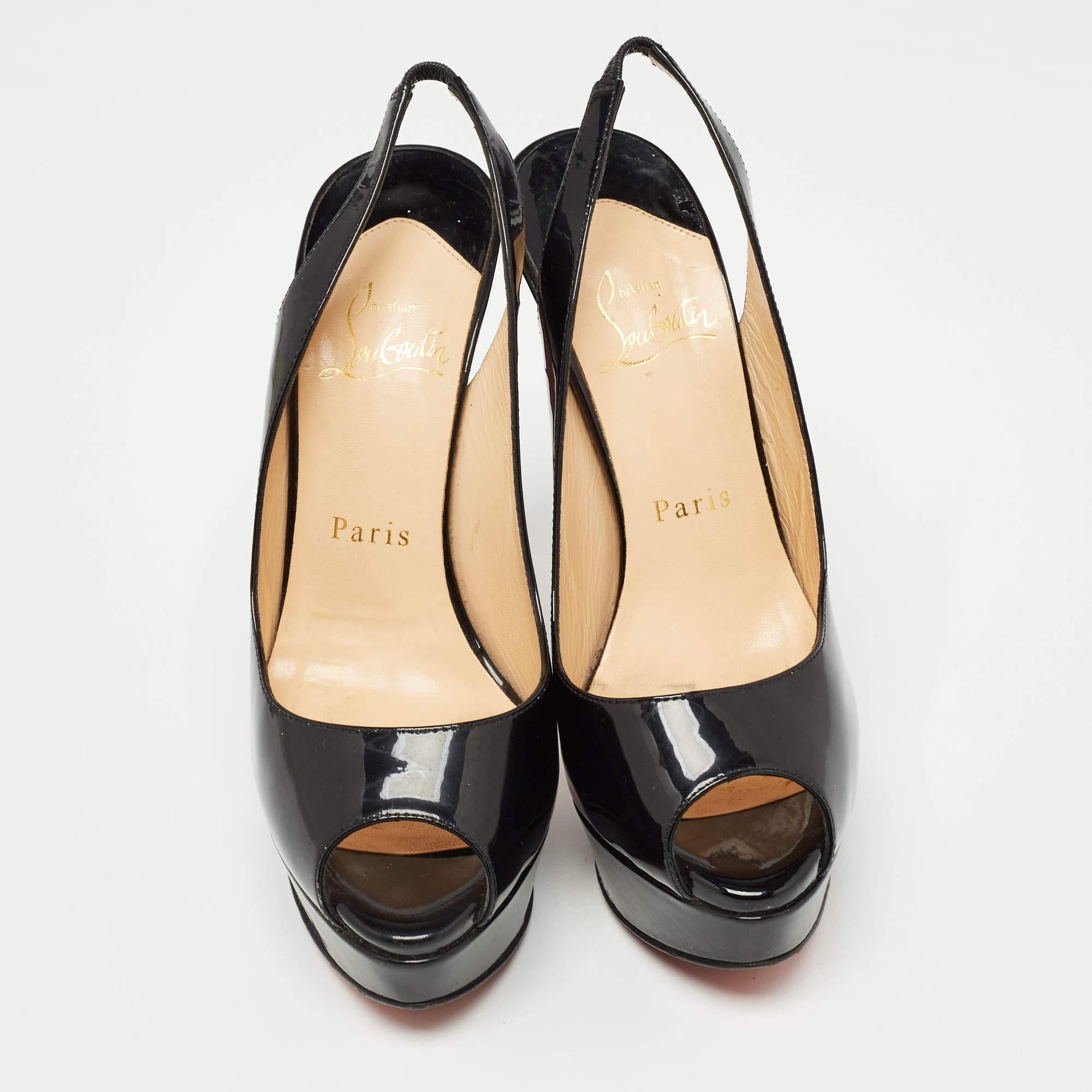These black pumps from Christian Louboutin are meant to be a loved choice. Wonderfully crafted and balanced on sleek heels, the pumps will lift your feet in a stunning silhouette.

Includes: Original Box, Extra Heel Tips

